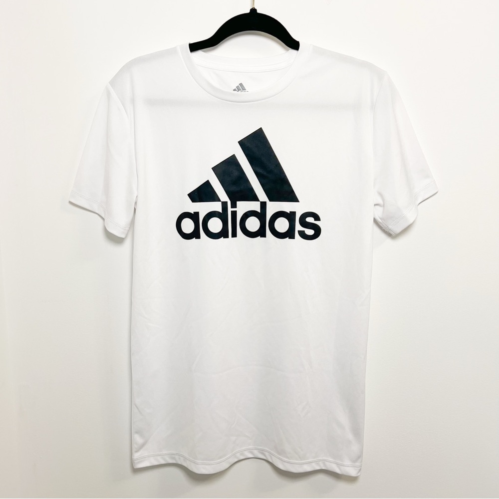 Adidas Boys White Climalite T-Shirt Athletic Training Activewear Top